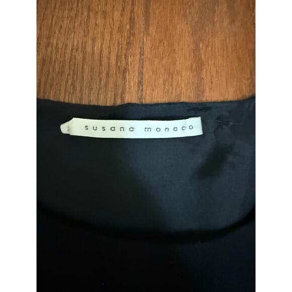 Susana Monaco Dresses & Skirts - Susana Monaco sleeveless black wool old money retro asymmetric mini dress size 6